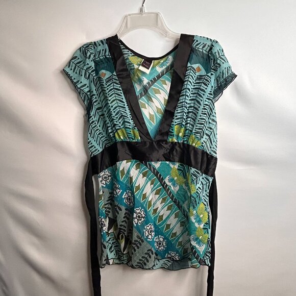 Wrapper Women's Floral Blouse Large - Picture 1 of 9